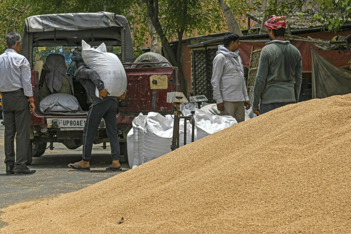 Wheat-laden trucks, ships stranded at Indian port