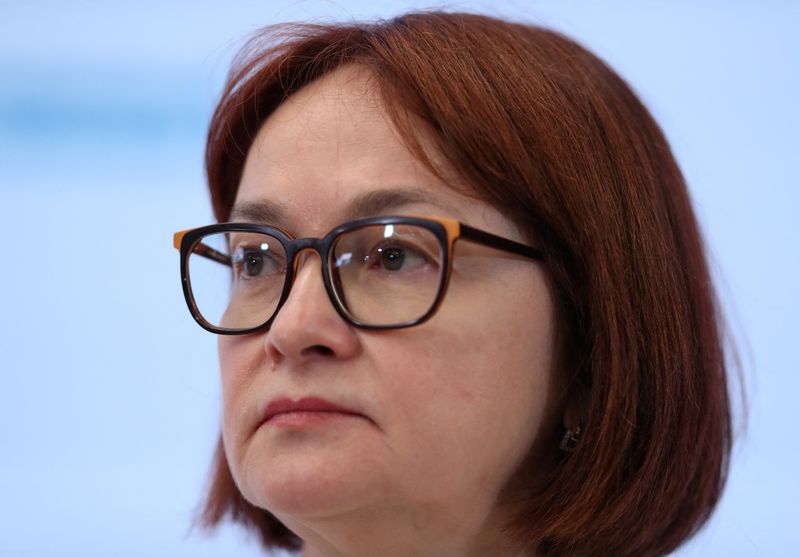 Russian central bank governor speaks after cutting interest rates